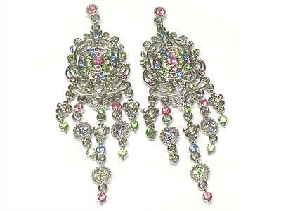 Crystal deco casting chandelier earring