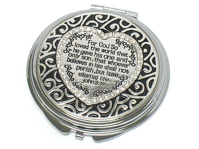 Metal religious message compact mirror