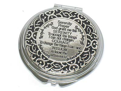 Metal religious message compact mirror