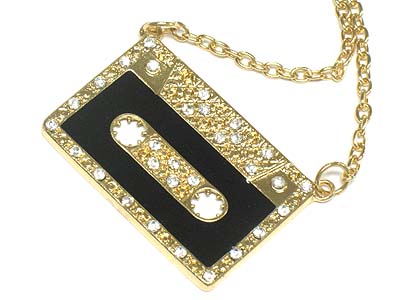 Crystal deco cassette pendant necklace