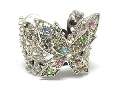 Crystal casting metal butterfly deco acryl bead pony tail holder