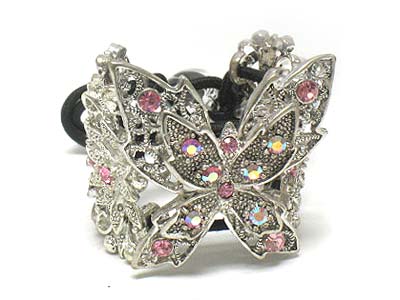 Crystal casting metal butterfly deco acryl bead pony tail holder