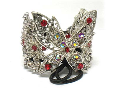 Crystal casting metal butterfly deco acryl bead pony tail holder