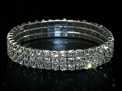 Rhinestone 3 rows stretch bracelet