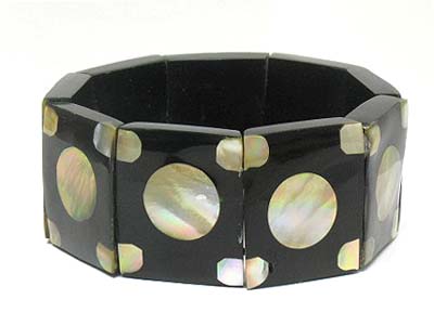 Multi square dotted shell stretch bracelet