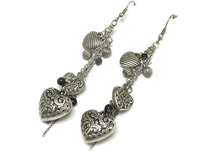 Casting metal heart drop earring