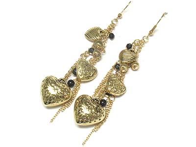 Casting metal heart drop earring