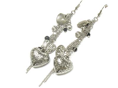 Casting metal heart drop earring