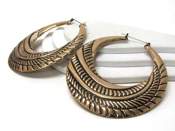 Metal filigree large hoop earrings - hoops