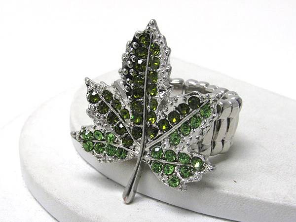 Crystal stud leaf stretch ring