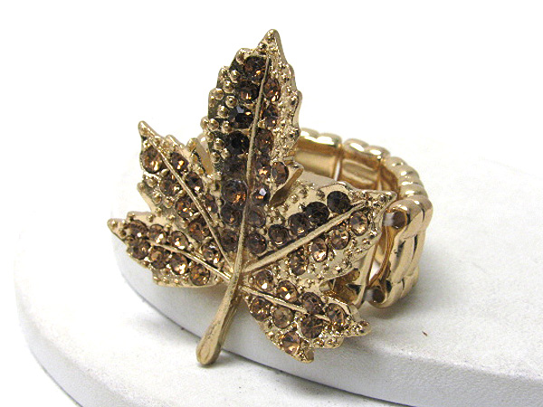 Crystal stud leaf stretch ring