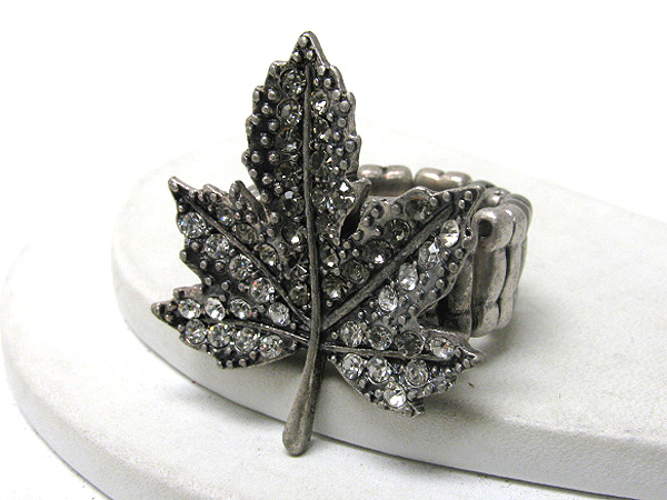 Crystal stud leaf stretch ring