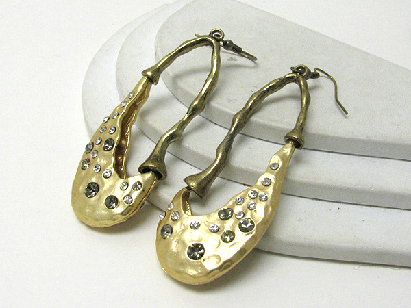 Crystal deco hammered artistic earrings