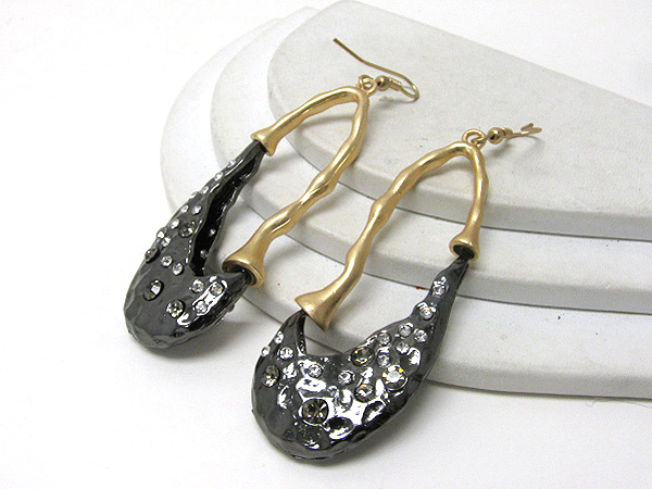 Crystal deco hammered artistic earrings