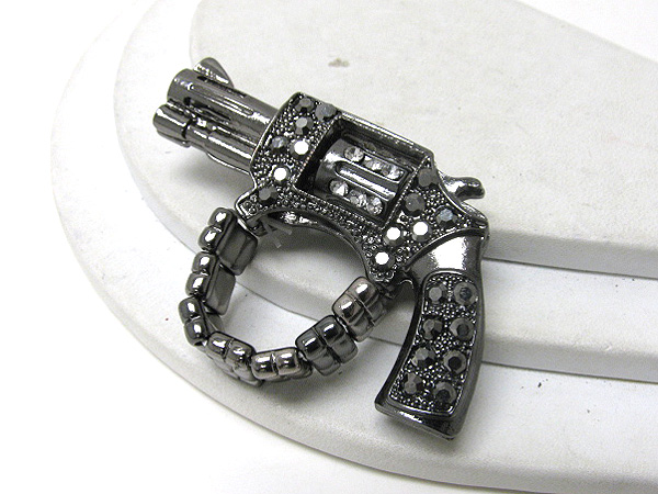 Crystal deco 3d revolver stretch ring