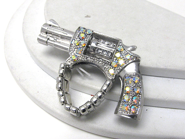 Crystal deco 3d revolver stretch ring