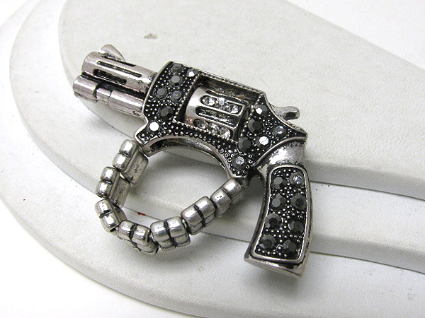 Crystal deco 3d revolver stretch ring