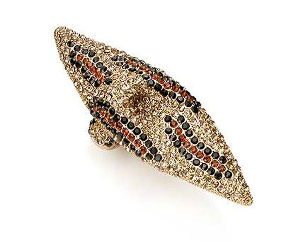 Crystal deco long finger stretch ring