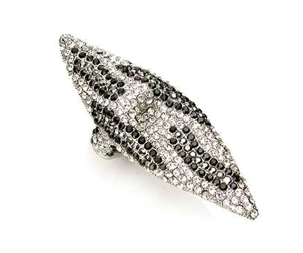 Crystal deco long finger stretch ring