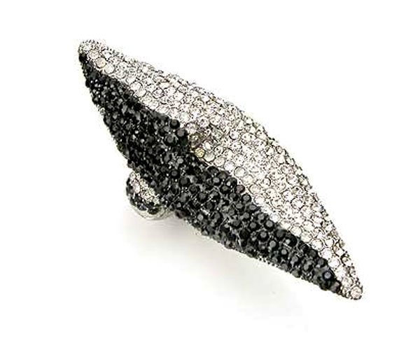 Crystal deco long finger stretch ring