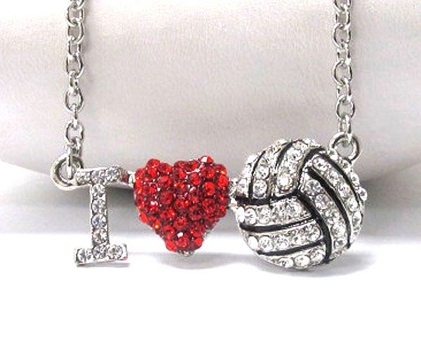 I love volley ball pedant necklace