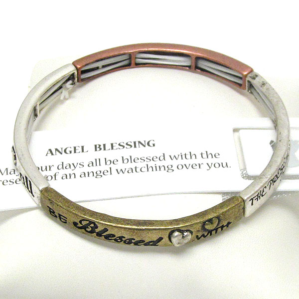 Angel blessing message double stretch bracelet - bookmark included