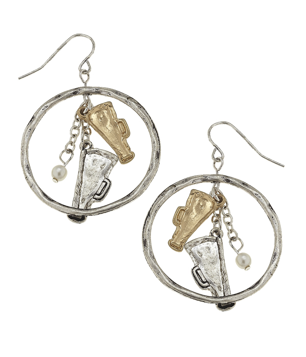 Sport theme dangle hoop earring - cheer