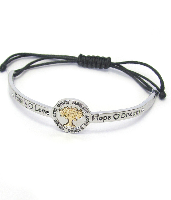 Tree of life pull tie bracelet