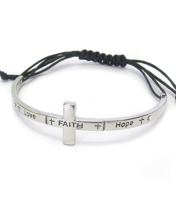 Religious inspiration cross pull tie bracelet 