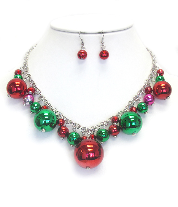 Christmas theme multi charm dangle necklace set