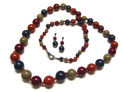 36 inch acryl ball beads long necklace and earring set