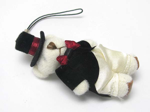 Stuffed bear cell phone dangle