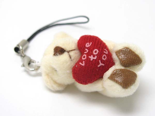 Stuffed bear cell phone dangle