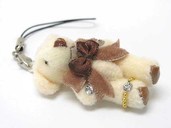 Stuffed bear cell phone dangle