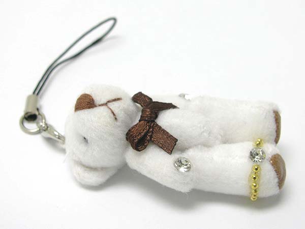 Stuffed bear cell phone dangle