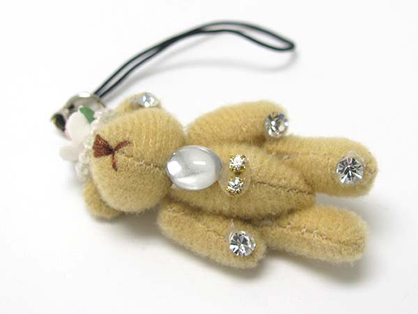 Stuffed bear cell phone dangle