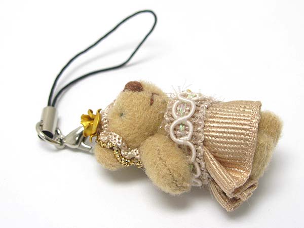 Stuffed bear cell phone dangle