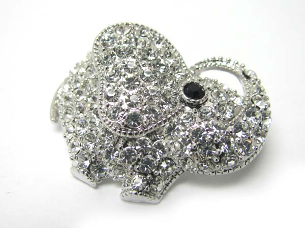 Made in korea whitegold plating crystal stud elephant brooch