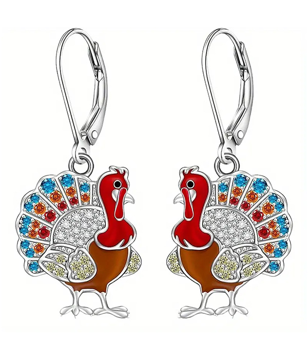 Thanksgiving theme turkey earring