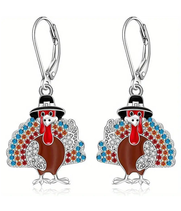 Thanksgiving theme turkey earring