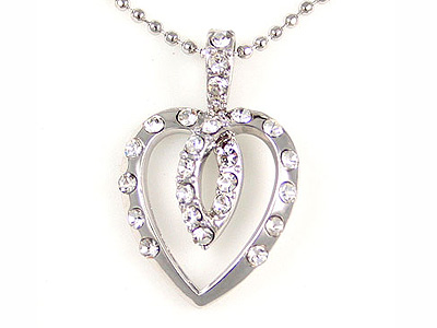 Made in korea whitegold plating crystal heart necklace