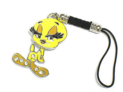 Made in korea whitegold plating tweedy cellphone charm