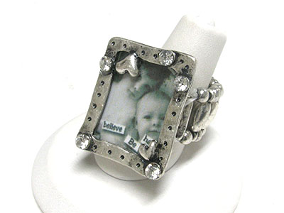 Crystal deco metal photo frame stretch ring