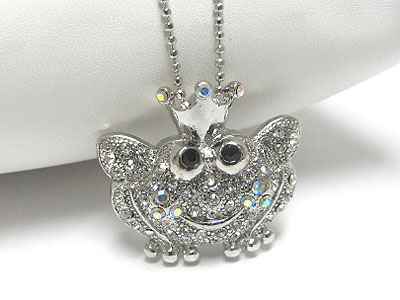 Crystal princess frog pendant necklace