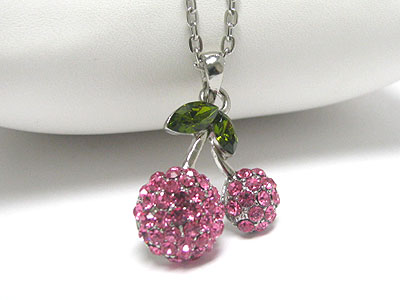 Crystal cherry pendant necklace