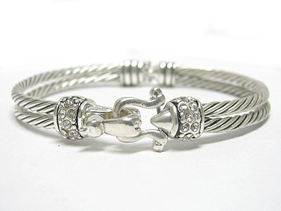 Crystal edge metal cable link bangle