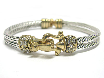 Crystal edge metal cable link bangle