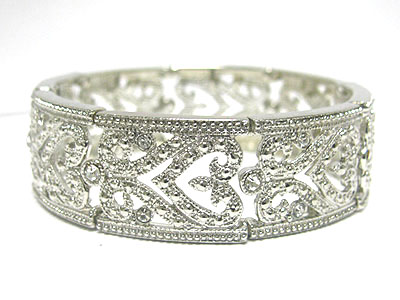 Marcasite look metal filigree stretch bracelet