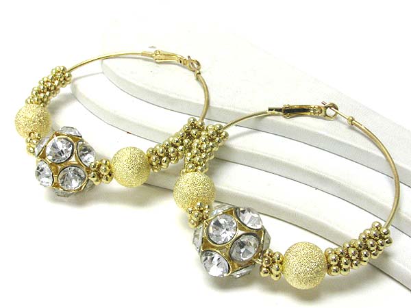 3 inch hoop crystal and metal ball mix basketball wives inspired earring - hoops