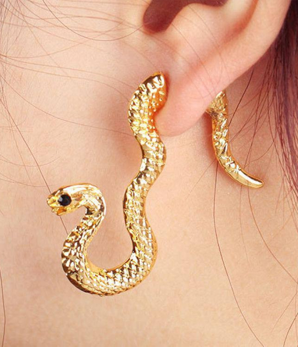 Double sided front and back snake earring